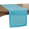 Saro Lifestyle SARO 6317.TQ1672B 16 x 72 in. Oblong Classic Hemstitch Border Table Runner  Turquoise 6317.TQ1672B